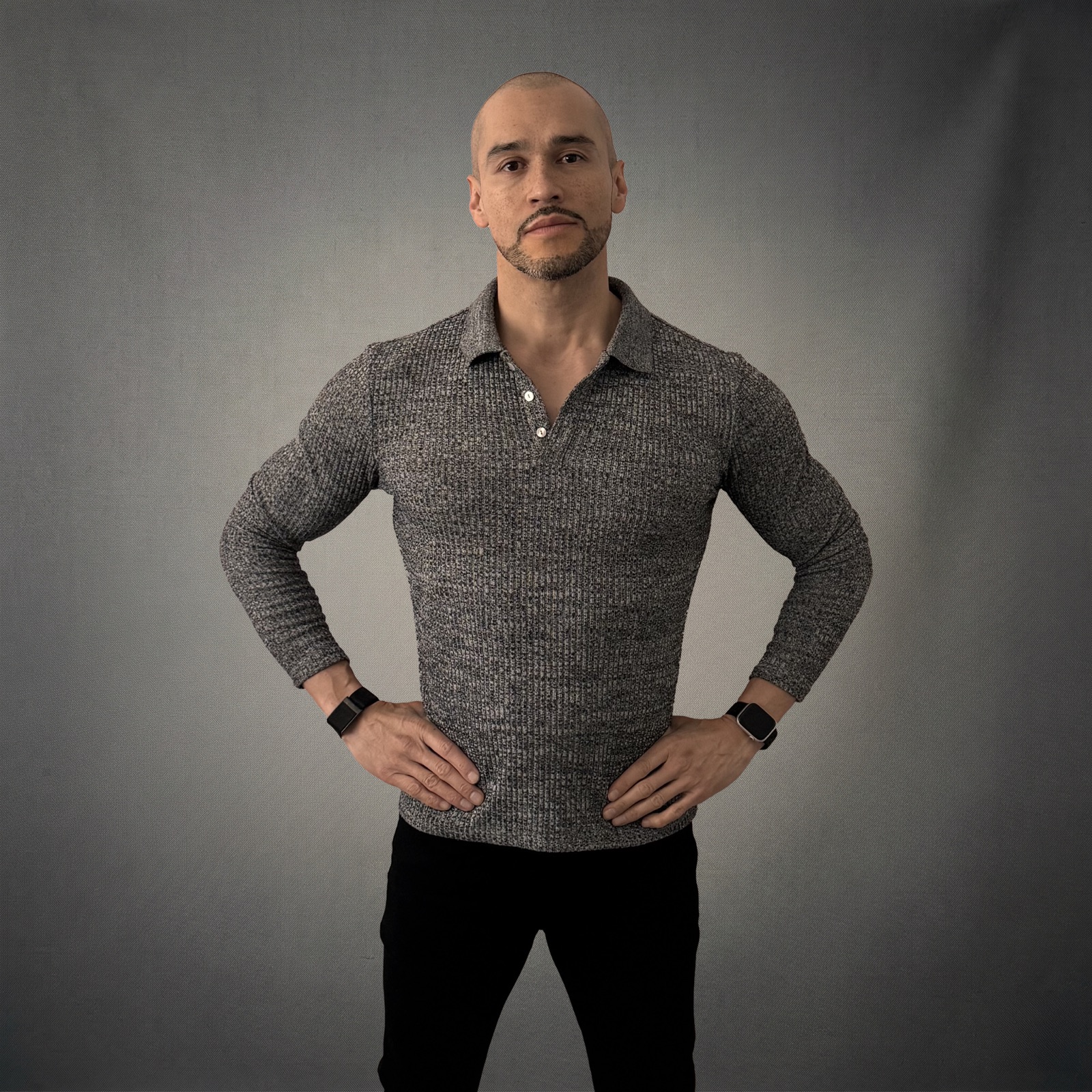 Portrait on grey gradient backdrop