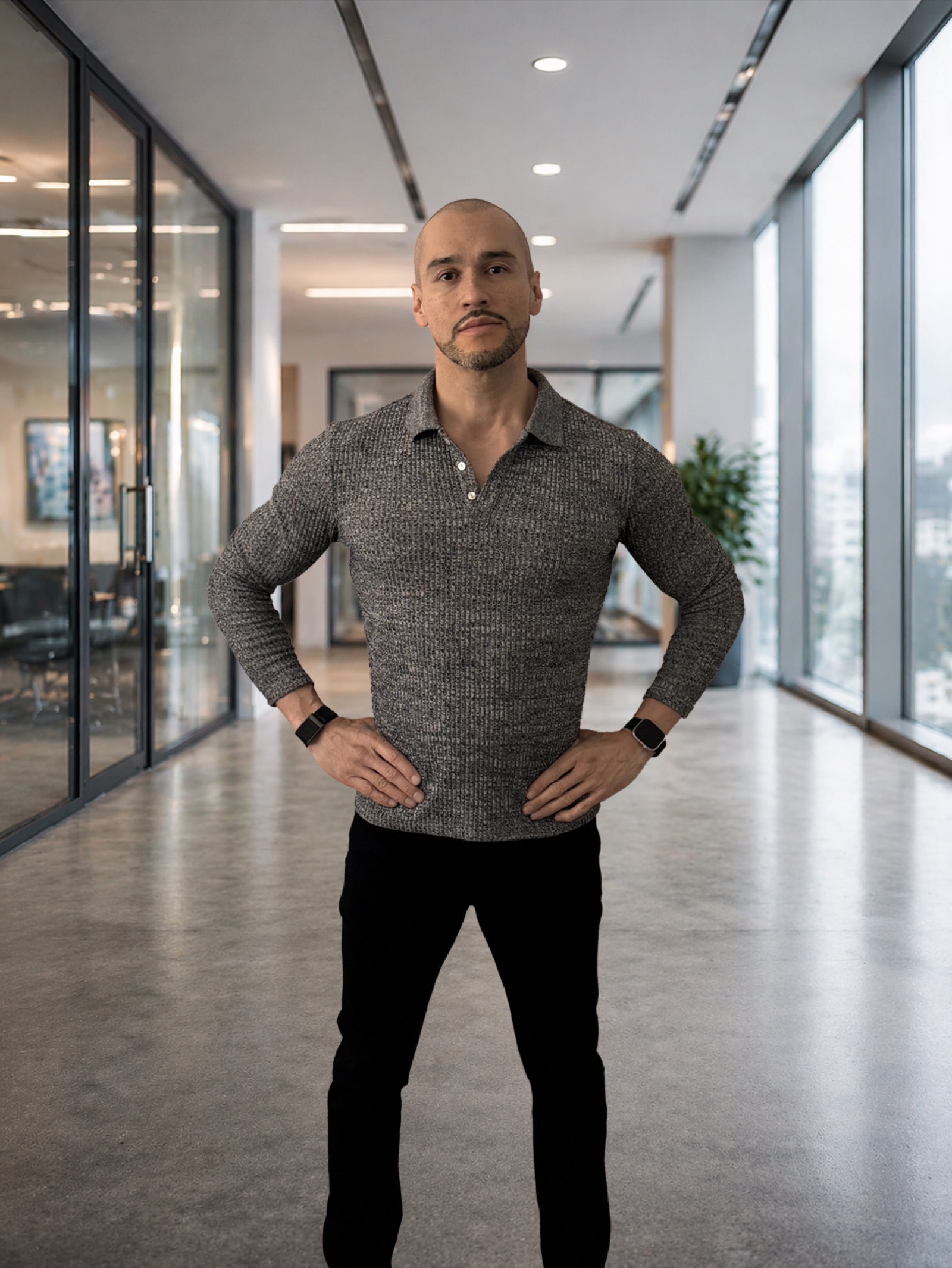 Portrait composited into modern corporate office