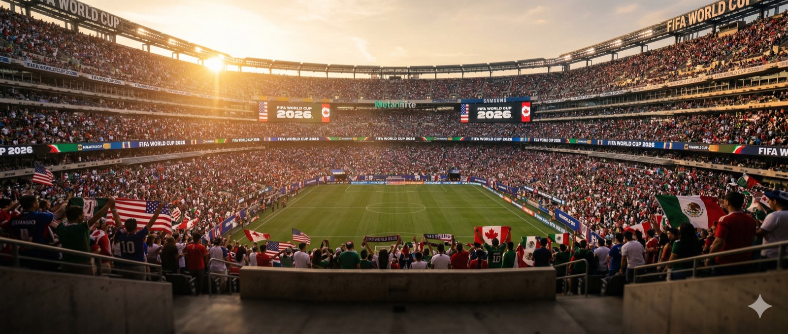 AI generated World Cup 2026 stadium background