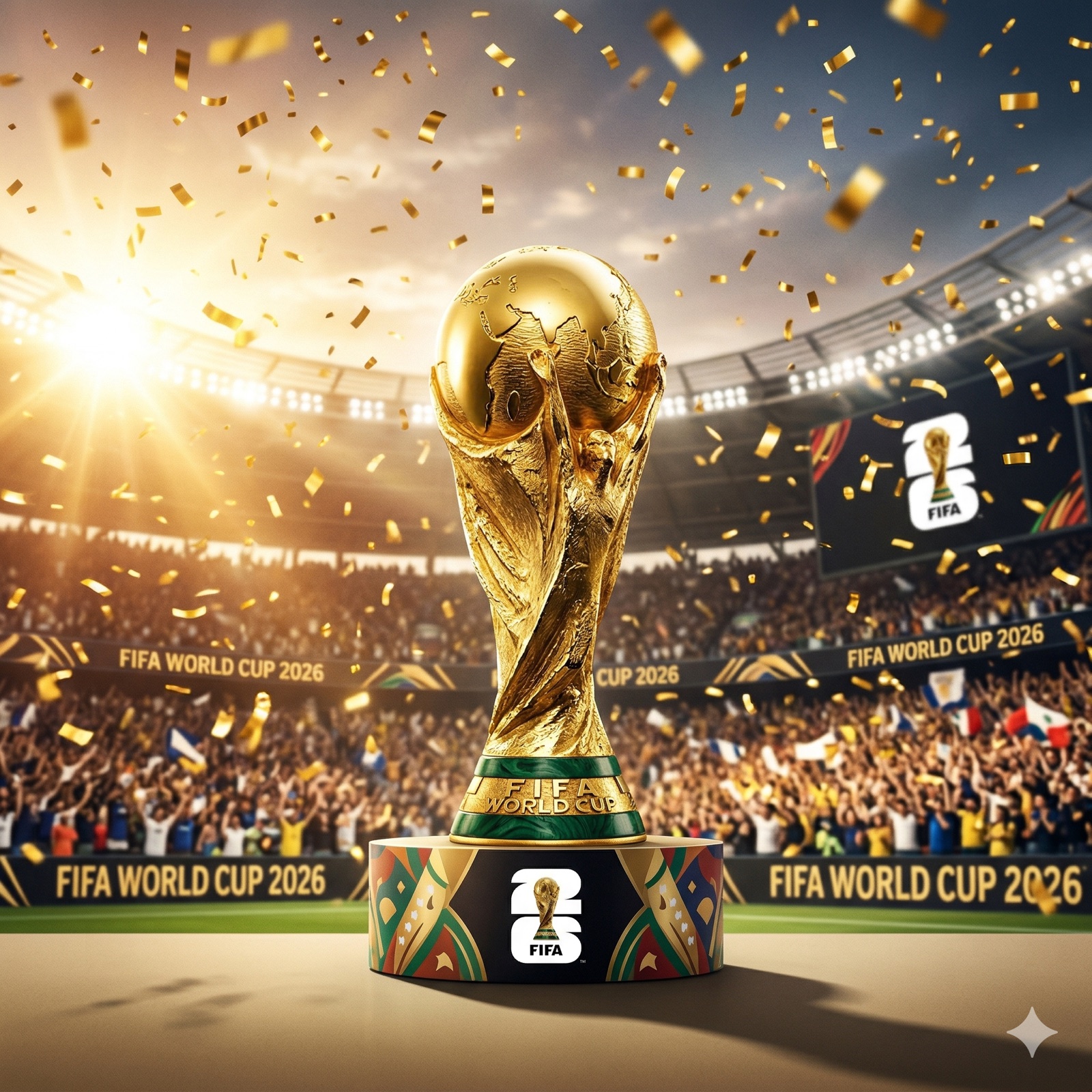 AI generated World Cup trophy celebration background